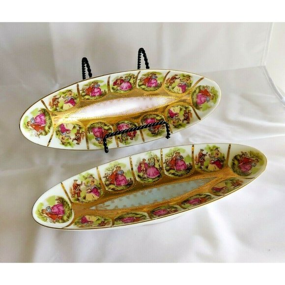 ROYAL VIENNA 1102 OVAL OLIVE CONDIMENTS RELISH SERVING DISH vintage set of 2 - Picture 3 of 10